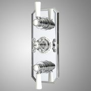 Milano Elizabeth - Traditional Concealed Thermostatic Triple Diverter Shower Valve - Chrome and White