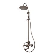 Milano Earlham - Art Deco Wall Mounted Bath Mixer Tap with Shower Head and Hand Shower - Choice of Finish