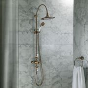 Milano Earlham - Art Deco Triple Exposed Thermostatic Shower with Rigid Riser Rail (2 Outlet) - Choice of Finish