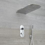 Milano Vis - Chrome Thermostatic Digital Shower with Waterblade Shower Head and Hand Shower (3 Outlet)