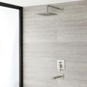 Milano Hunston - Brushed Nickel Shower with Diverter, Shower Head and Bath Spout (2 Outlet)