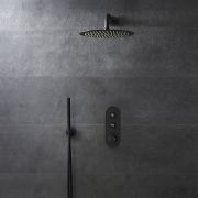 Milano Orta - Black Thermostatic Push Button Shower with Shower Head (2 Outlet)  - Choice of Hand Shower