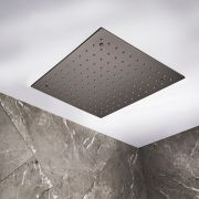 Milano Otto - Modern 400mm Square Ceiling Mounted Recessed Shower Head - Black Nickel