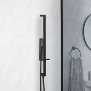 Milano Preto - Modern Riser Rail Kit with Hand Shower and Integrated Elbow - Black