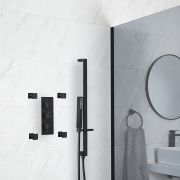 Milano Preto - Black Thermostatic Shower with Body Jets and Riser Rail with Hand Shower (2 Outlet)