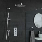 Milano Mirage - Chrome Thermostatic Shower with Wall Mounted Shower Head, Hand Shower and Riser Rail (2 Outlet)