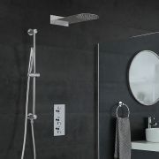 Milano Mirage - Chrome Thermostatic Shower with Slim Shower Head, Hand Shower and Riser Rail (2 Outlet)