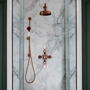 Milano Elizabeth - Brushed Copper Traditional Triple Exposed Thermostatic Shower with Shower Head and Riser Rail (2 Outlet)