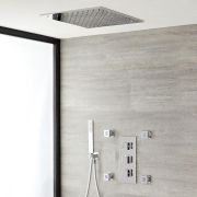 Milano Arvo - Chrome Thermostatic Shower with Diverter, Recessed Shower Head, Hand Shower and Body Jets (3 Outlet)