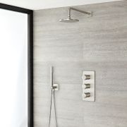 Milano Ashurst - Brushed Nickel Thermostatic Shower with Diverter 