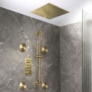 Milano Otto - Modern Thermostatic Shower with Recessed Shower Head, Body Jets and Riser Rail Kit - Choice of Finish (3 Outlets)