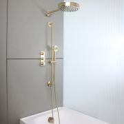 Milano Lune - Thermostatic Shower with Diverter, Shower Head, Overflow Bath Filler and Riser Rail with Hand Shower (3 Outlet) - Choice of Finish