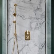 Milano Elizabeth - Brushed Brass Traditional Thermostatic Shower with Round Hand Shower and Riser Rail (1 Outlet)