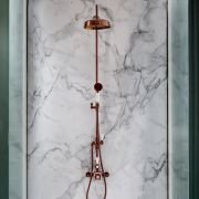 Milano Elizabeth - Brushed Copper Traditional Twin Exposed Thermostatic Shower with Grand Rigid Riser Rail (2 Outlet)