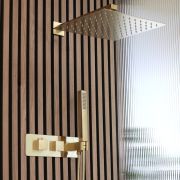 Milano Lyra - Thermostatic Shower with Diverter, 300mm Shower Head and Hand Shower (2 Outlet) - Brushed Brass