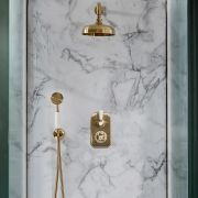 Milano Elizabeth - Brushed Brass Traditional Thermostatic Shower with Diverter, Hand Shower and Shower Head (2 Outlet)