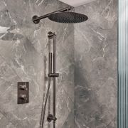 Milano Otto - Modern Thermostatic Shower with Wall Mounted Shower Head and Riser Rail Kit - Choice of Finish (2 Outlets)