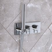 Milano Otto - Modern Twin Diverter Thermostatic Shower Valve with Hand Shower - Choice of Finish
