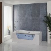 Milano Breeze - Whirlpool Double Ended Spa Bath - 1700mm x 800mm - Chrome