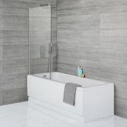 Milano Elswick - 1700mm x 750mm Standard Single Ended Shower Bath with Square Bath Screen and Panels