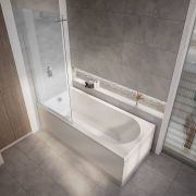 Milano Ballam - Modern Round Single Ended Shower Bath - Choice of Screen, Size and Panels
