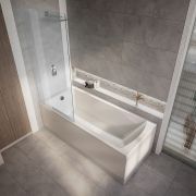 Milano Elswick - Modern Square Single Ended Shower Bath - Choice of Screen, Size and Panels