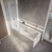 Milano Elswick - 1700mm x 750mm Modern Square Straight Shower Bath - Choice of Screen and Panels