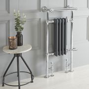 Milano Elizabeth - Anthracite Traditional Dual Fuel Heated Towel Rail - 930mm x 450mm (withOverhanging Rail) - Choice of Wi-Fi Thermostat and Cable Cover