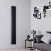 Milano x ECOSO Aruba Slim - Electric Anthracite Vertical Designer Radiator - 1780mm x 236mm (Double Panel) - with Wi-FI Thermostatic Heating Element