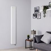 Milano x ECOSO Aruba Slim - Electric White Vertical Designer Radiator - 1780mm x 236mm (Double Panel) - with Wi-FI Thermostatic Heating Element