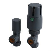 Milano - Modern Anthracite Thermostatic Angled Radiator Valves