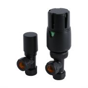 Milano - Modern Black Thermostatic Angled Radiator Valves