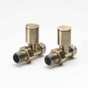 Milano - Brushed Gold Modern Straight Radiator Valves (Pair)