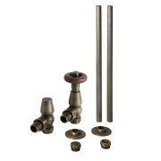Milano Windsor - Traditional Thermostatic Angled Radiator Valve and Pipe Set - Brass