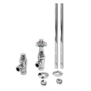 Milano Windsor - Antique Style Thermostatic Angled Radiator Valve and Pipe Set - Chrome