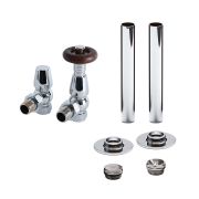 Milano Windsor - Traditional Thermostatic Angled Radiator Valve and Pipe Sleeve Set - Choice of Finish