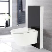 Milano Arca - Black 500mm Compact WC Unit with Japanese Bidet Toilet