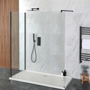 Milano Nero - 2 Sided Walk-In Shower Enclosure with Tray - Choice of Sizes