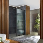Milano Florence - 1950mm Fluted Glass Wet Room Screen - Black - Choice of Size and Style