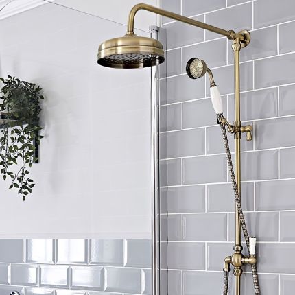Fontana Arsizio Gold Brass Bathroom Shower System, Sonas Bathroom Taps, Rosenthal Classic Sanssouci Ivory Gold, Gold Bathroom Stand