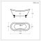 Milano Legend - White Traditional Double-Ended Freestanding Slipper Bath with Choice of Feet - 1750mm x 730mm