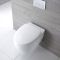 Milano Altham - White Modern Round Rimless Wall Hung Toilet with Soft Close Seat