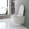 Milano Overton - White Modern Round Wall Hung Rimless Toilet with Soft Close Seat