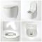 Milano Irwell - White Modern Round Rimless Wall Hung Toilet with Soft Close Seat