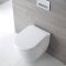 Milano Irwell - White Modern Round Rimless Wall Hung Toilet with Soft Close Seat