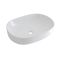Milano Overton - White Modern Oval Countertop Basin with Wall Mounted Mixer Tap - 590mm x 425mm