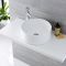 Milano Ballam - White Modern Round Countertop Basin with High Rise Mixer Tap - 400mm x 400mm