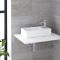Milano Dalton - White Modern Rectangular Countertop Basin with Deck Mounted Mixer Tap - 410mm x 220mm