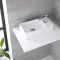 Milano Dalton - White Modern Rectangular Countertop Basin with Deck Mounted Mixer Tap - 410mm x 220mm