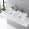 Milano Dalton - White Modern Double Rectangular Countertop Basin - 820mm x 420mm (2 Tap-Holes)